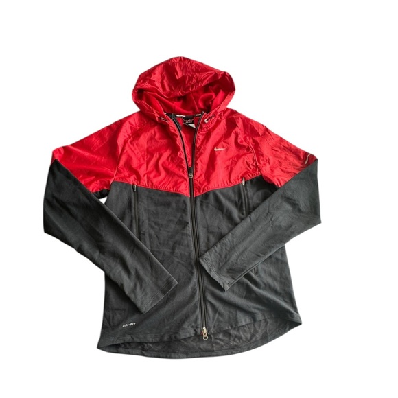 Nike Other - Nike Dri-FIT Windbreaker Jacket Red Black L
Athletic Running Hooded Zip-Up H15